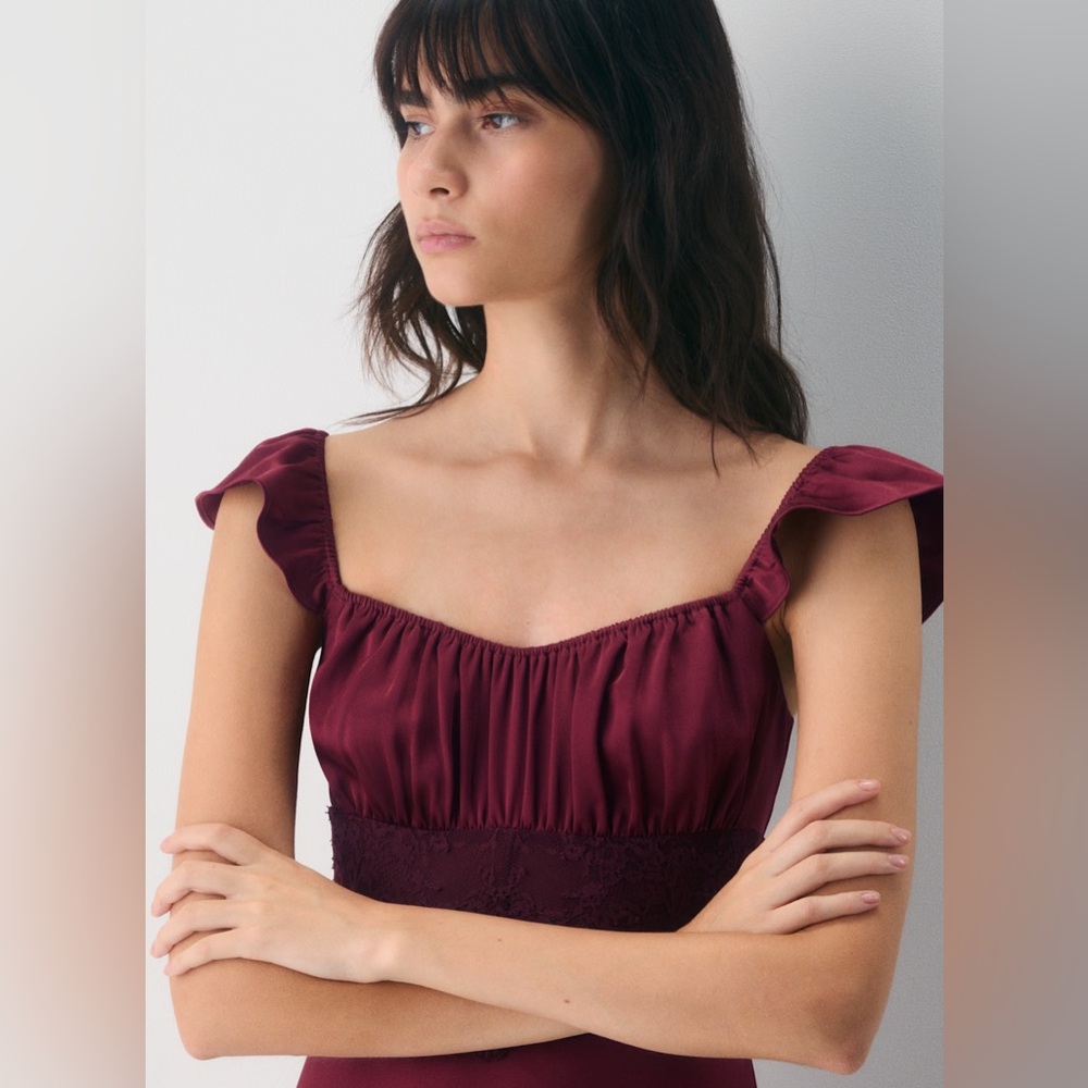 NWT Wilfred Magnate Satin Dress in Cordovan 🌹 • US 4 • Aritzia - Picture 7 of 13